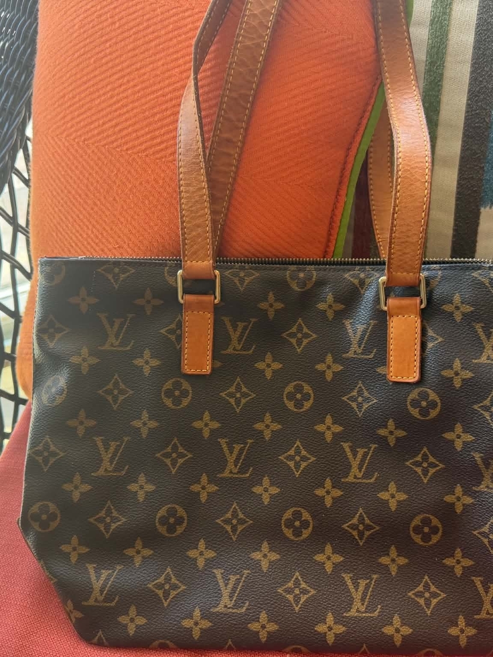 Louis Vuitton Monogram Canvas Tote with Tan Trim